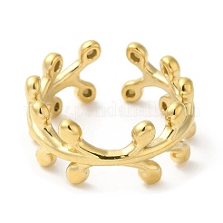 304 Stainless Steel Leafy Branch Open Cuff Ring for Women&nbsp;RJEW-I098-06G