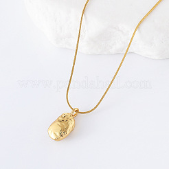 1Pc Stainless Steel Pave Plastic Pearl Oval Pendant Necklaces for Women&nbsp;AJ1636