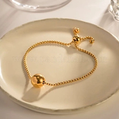 304 Stainless Steel Round Ball Charm Box Chain Slider Bracekets for Women&nbsp;MP4435-2