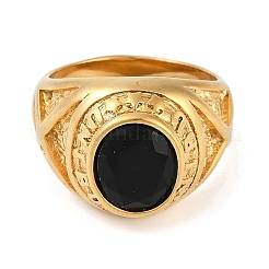 Oval 304 Stainless Steel Glass Finger Rings&nbsp;RJEW-D083-13G-01