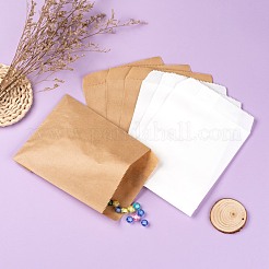 100Pcs 2 Colors White & Brown Kraft Paper Bags&nbsp;CARB-LS0001-04