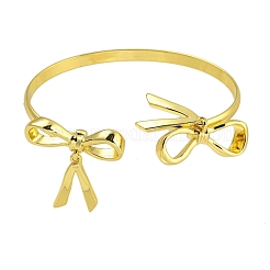 Rack Plating Bowknot Brass Cuff Bangles for Women&nbsp;BJEW-B106-25D-G
