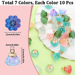 70Pcs 7 Colors Transparent Spray Painted Glass Charms&nbsp;GLAA-SC0001-91