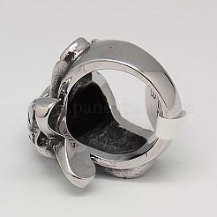 304 Stainless Steel Pirate Style Skull Wide Rings&nbsp;RJEW-F006-279