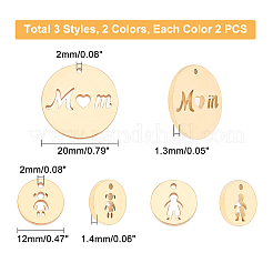 12Pcs 6 Style 304 Stainless Steel Charms&nbsp;STAS-UN0022-60