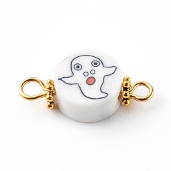 Halloween Flat Round with Ghost Polymer Clay Links Connectors&nbsp;PALLOY-JF00726