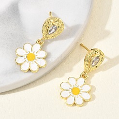 Brass Micro Pave Cubic Zirconia Dangle Stud Earrings for Women&nbsp;EJEW-A167-28G
