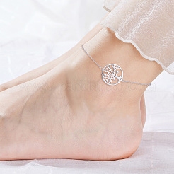 Rhodium Plated 925 Sterling Silver Link Anklets&nbsp;JA127A