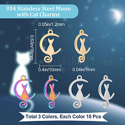 30Pcs 3 Colors 304 Stainless Steel Pendants&nbsp;STAS-BBC0001-40