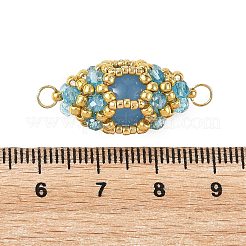 Dyed Natural Malaysia Jade & Glass Seed Beads Connector Charms&nbsp;PALLOY-MZ01403-03