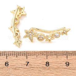 Brass Pave Cubic Zirconia Stud Crawler Earrings&nbsp;KK-CBAA351-14G-03