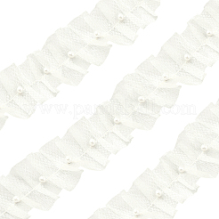 Polyester with Plastic Pearl Bead Wrinkle Ribbon&nbsp;OCOR-WH20003-63C