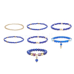 7Pcs 7 Style Natural & Synthetic Mixed Gemstone & Glass Seed Beaded Stretch Bracelets Set&nbsp;BJEW-JB08892-04