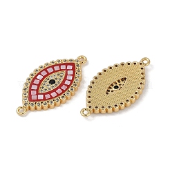 Rack Plating Brass Micro Pave Clear Cubic Zirconia Horse Eye Connector Charms&nbsp;KK-U032-27G