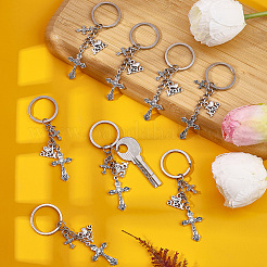 20Pcs Alloy Cross with Holy Pendant Keychains&nbsp;KEYC-SC00055