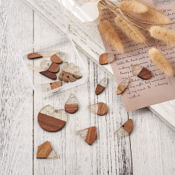 20Pcs 10 Style Resin & Walnut Wood Pendants&nbsp;RESI-KS0001-05