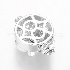 Hollow Flower Rack Plating Brass Micro Pave Cubic Zirconia Box Clasps&nbsp;KK-L141-14P-NR