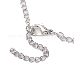 3Pcs 3 Styles Flat Round Forever in My Heart Alloy Glass Pendant Necklaces&nbsp;NJEW-JN05018