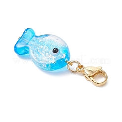 Handmade Foil Lampwork Fish Beads Pendant Decorations&nbsp;HJEW-JM04360