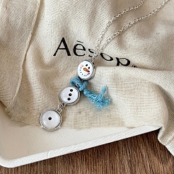 Alloy with Glass Christmas Snowman with Cord Scarf Pendant Necklaces&nbsp;FS-WGC7B44-01