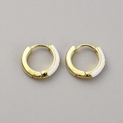 Enamel Hoop Earrings with Clear Cubic Zirconia&nbsp;EJEW-WH0004-39G