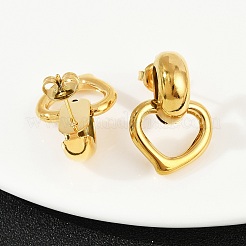 304 Stainless Steel Heart Dangle Stud Earrings&nbsp;EJEW-K268-29G