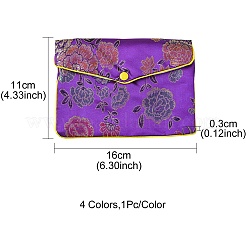 Rectangle Floral Embroidery Cloth Zipper Pouches&nbsp;ABAG-YW0001-03D