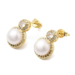 Brass Micro Pave Cubic Zirconia Stud Earrings&nbsp;CU-CBABA66-08G