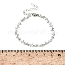 Women's 304 Stainless Steel Dolphin Link Chains Bracelets&nbsp;BJEW-G790-02P