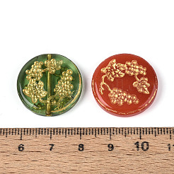 Baking Paint and Golden Metal Enlaced Glass Beads&nbsp;DGLA-T004-32M