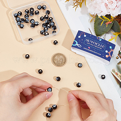 54Pcs Glazed Porcelain Round Beads&nbsp;PORC-SC0001-09