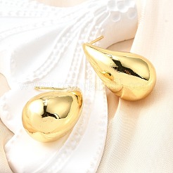 Rack Plating Brass Twist Teardrop Stud Earrings for Women&nbsp;EJEW-K247-02G