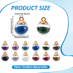96Pcs 12 Colors Glass Globle Pendants&nbsp;GLAA-ME0001-28