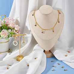 40Pcs 10 Color PVD Vacuum Plating Real 18K Gold Plated 201 Stainless Steel Rhinestone Charms&nbsp;PALLOY-AB00194
