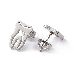 Non-Tarnish 304 Stainless Steel Tooth Shape Stud Earrings for Men Women&nbsp;EJEW-C044-01P