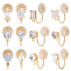12Pcs 6 Styles Brass Micro Pave Clear Cubic Zirconia Ear Cuff Findings&nbsp;KK-BBC0022-22