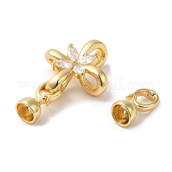 Rack Plating Brass Pave Clear Cubic Zirconia Fold Over Clasps&nbsp;KK-E084-11G