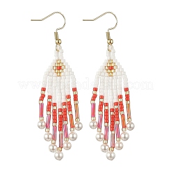 304 Stainless Steel Glass Seed Beads Arrow Dangle Earrings&nbsp;EJEW-MZ00554