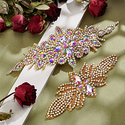 2Pcs 2 Style Flower Pattern Hotfix Rhinestone&nbsp;DIY-WR0003-50