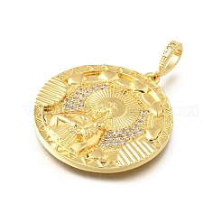 Brass Micro Pave Cubic Zirconia Pendants&nbsp;KK-Q066-19G