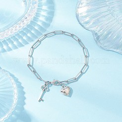 2Pcs 304 Stainless Steel Paperclip Chains Charm Bracelets for Women&nbsp;BJEW-JB11950