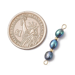 Natural Cultured Freshwater Pearl Potato Beaded Links Connector Charms&nbsp;PALLOY-JF05038