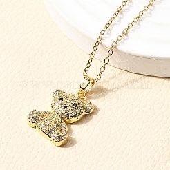 Bear Brass Micro Pave Cubic Zirconia Stud Earrings & Pendant Necklaces Sets&nbsp;SJEW-Z002-01G