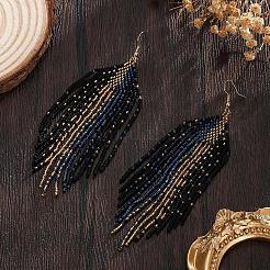 Bohemian Handmade Glass Seed Beads Tassel Dangle Earrings&nbsp;ZR0376