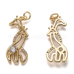 Brass Micro Pave Clear Cubic Zirconia Pendants&nbsp;ZIRC-L098-036G