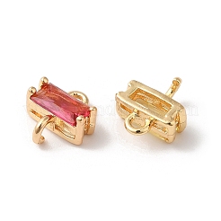 Brass Pave Glass Connector Charms&nbsp;KK-C062-029G