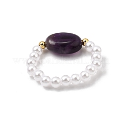 ABS Plastic Imitation Pearl Stretch Rings for Women&nbsp;RJEW-JR00912