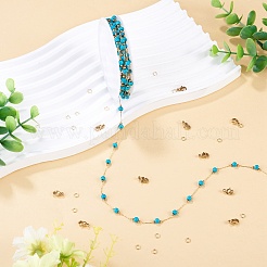 2.5M Handmade Synthetic Turquoise Beads & 316 Stainless Steel Round Link Chains&nbsp;DIY-TA0016-15B-G