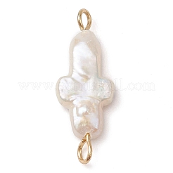 Natural Keshi Pearl Cross Links Connector Charms&nbsp;PALLOY-JF02822