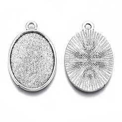 Tibetan Style Alloy Pendant Cabochon Settings&nbsp;TIBE-S322-005AS-RS